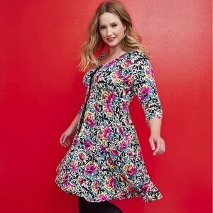 Torrid Betsy Johnson Floral Snap Front Babydoll Dress